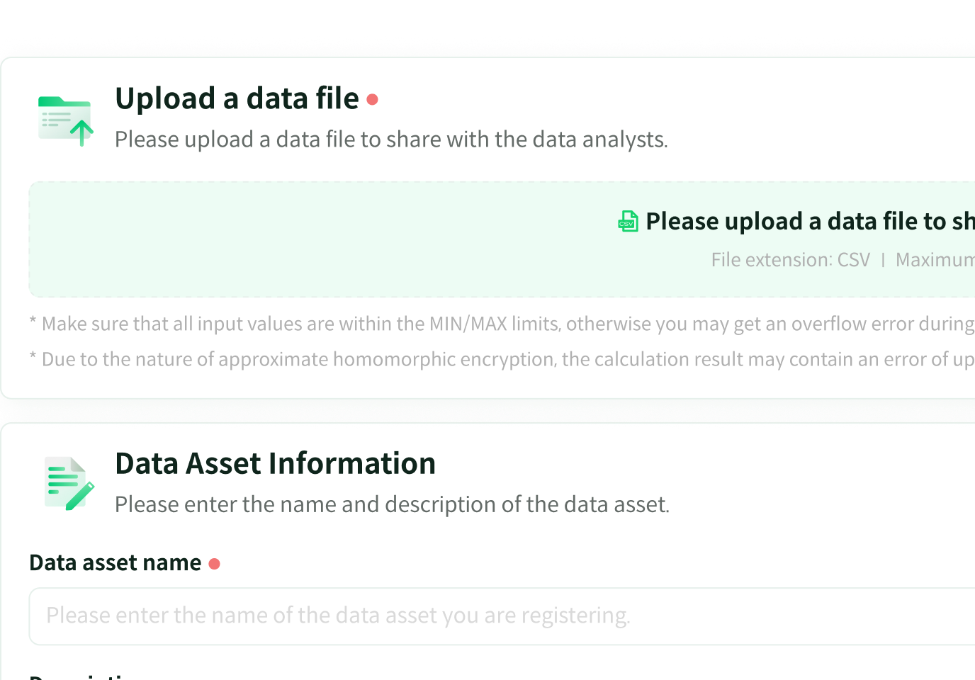 Data asset upload and edit